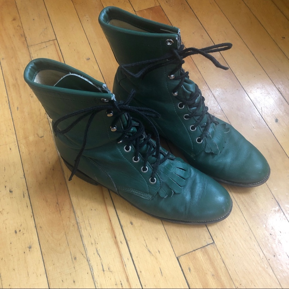 Vintage Justin Lace up Kiltie Roper Boot